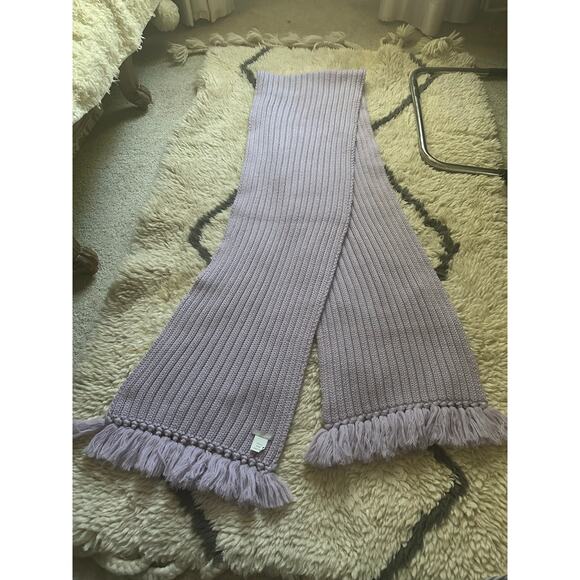 J Crew Wool Scarf Wool new lavender ribbed women’s large fringed - Picture 15 of 16